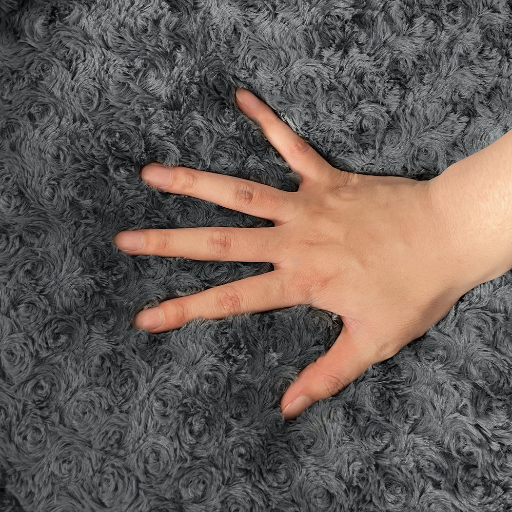 LARGE Dog Beds Calming Warm Soft Plush - Dark Grey - Nurns