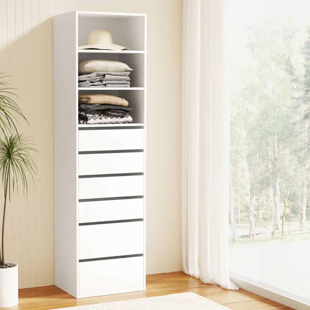 Artiss 6 Chest of Drawers Tallboy Cabinet - White - Nurns
