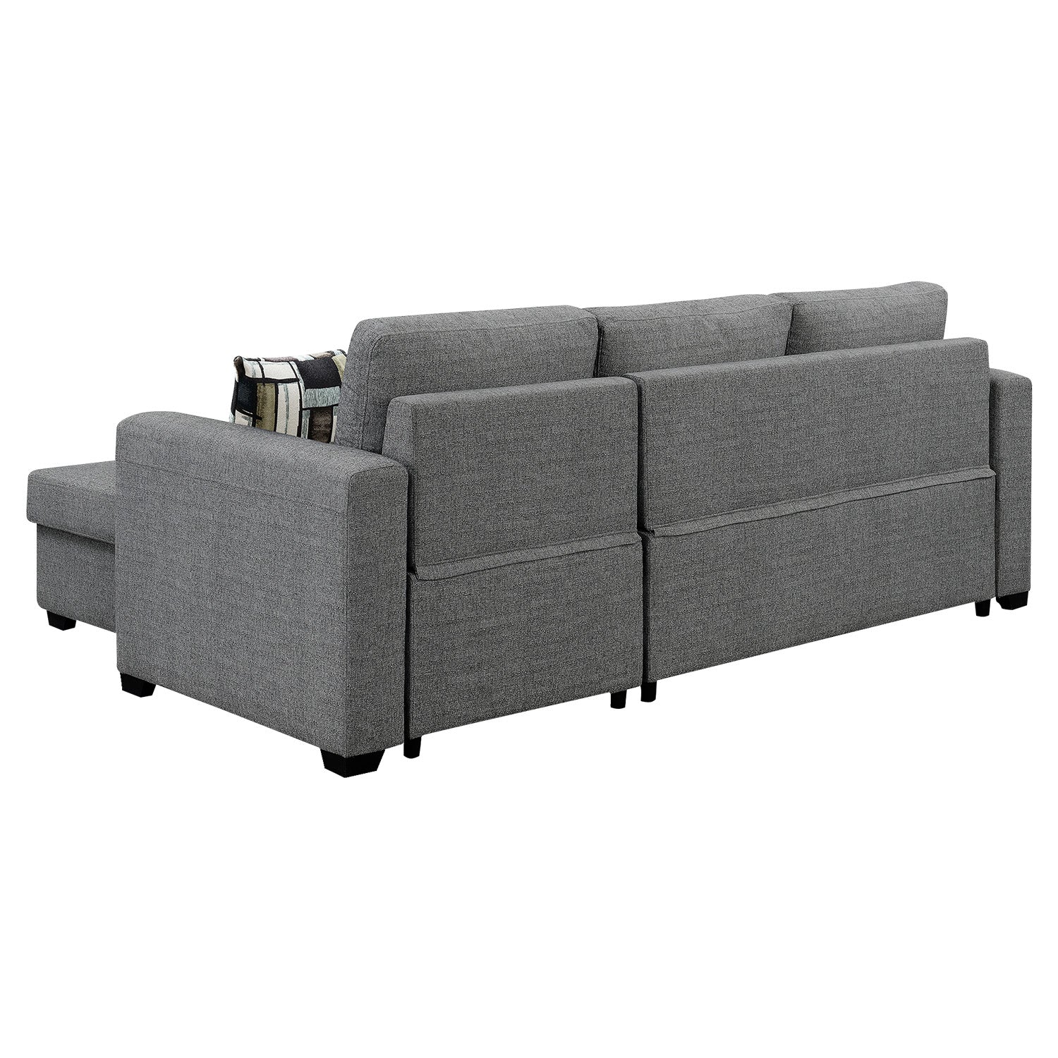 Meshi 3-Seater Pullout Sofa Bed with Storage Chaise Lounge - Grey - Nurns