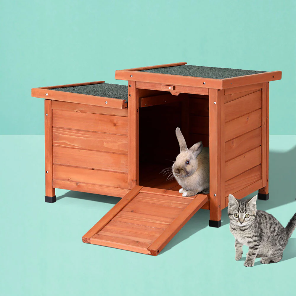 Rabbit Hutch Outdoor Cat House Wooden Shelter Condo Small Enclosure Indoor - Nurns