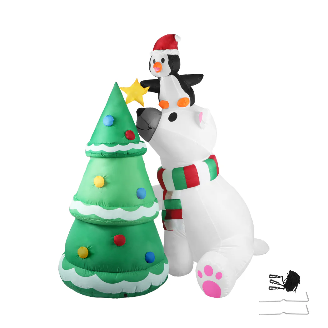 Polar Bear Tree Christmas Inflatable Xmas Decorations - 1.8M - Nurns