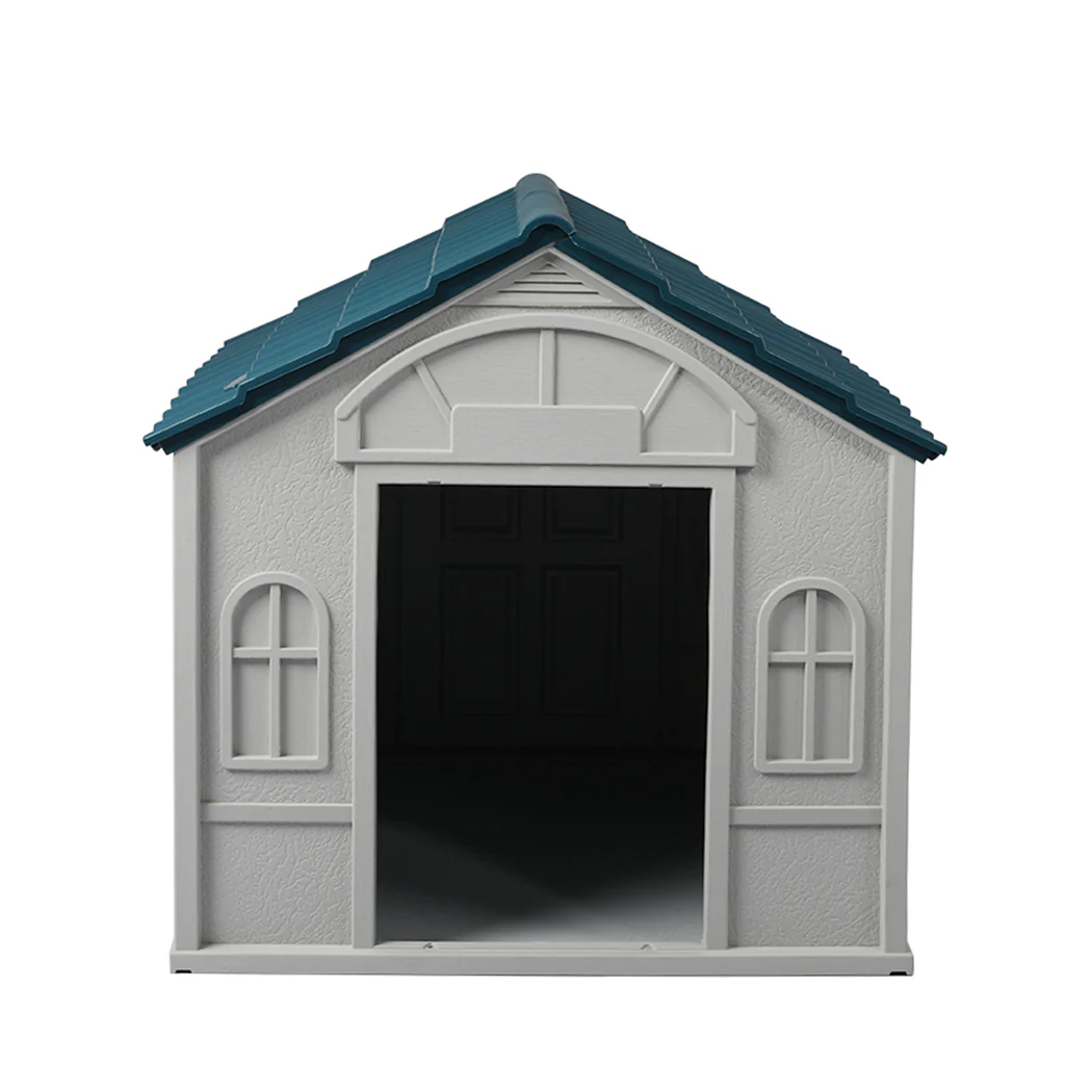 Dog Kennel Outdoor Indoor Pet Plastic Garden Large House Weatherproof Black XLarge - Nurns
