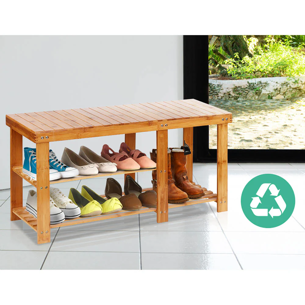 Artiss Bamboo Shoe Rack Bench - Nurns