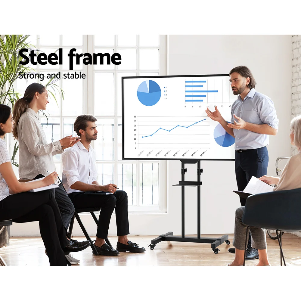 Steel Mobile TV Stand Cart Height-adjust up to 65