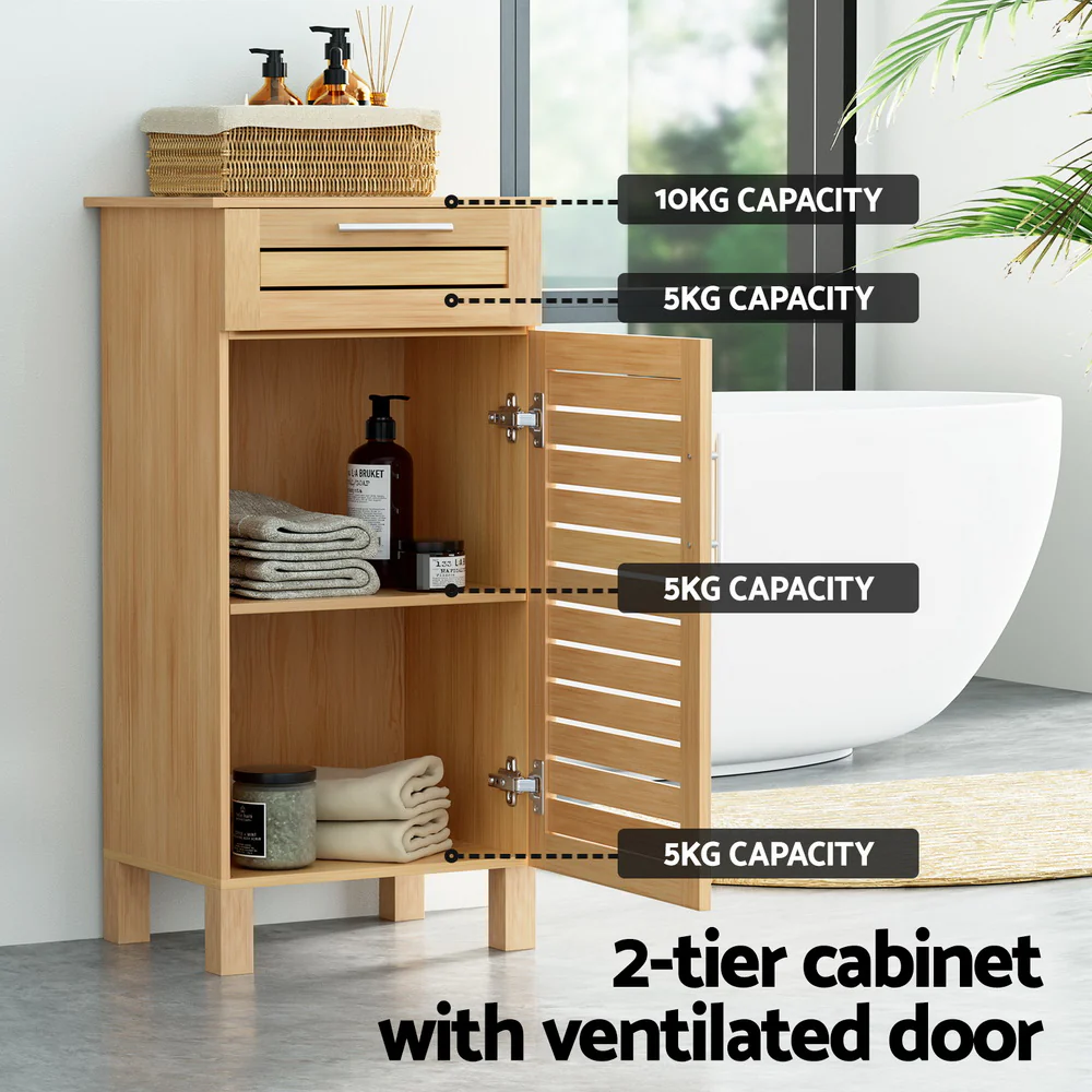 Bathroom Cabinet Storage 90cm Wooden - Nurns