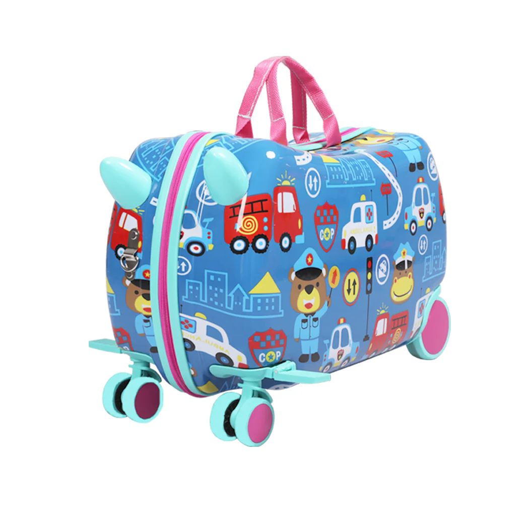 Kids Ride On Suitcase Children Travel Luggage Carry Bag Trolley Cars - Nurns