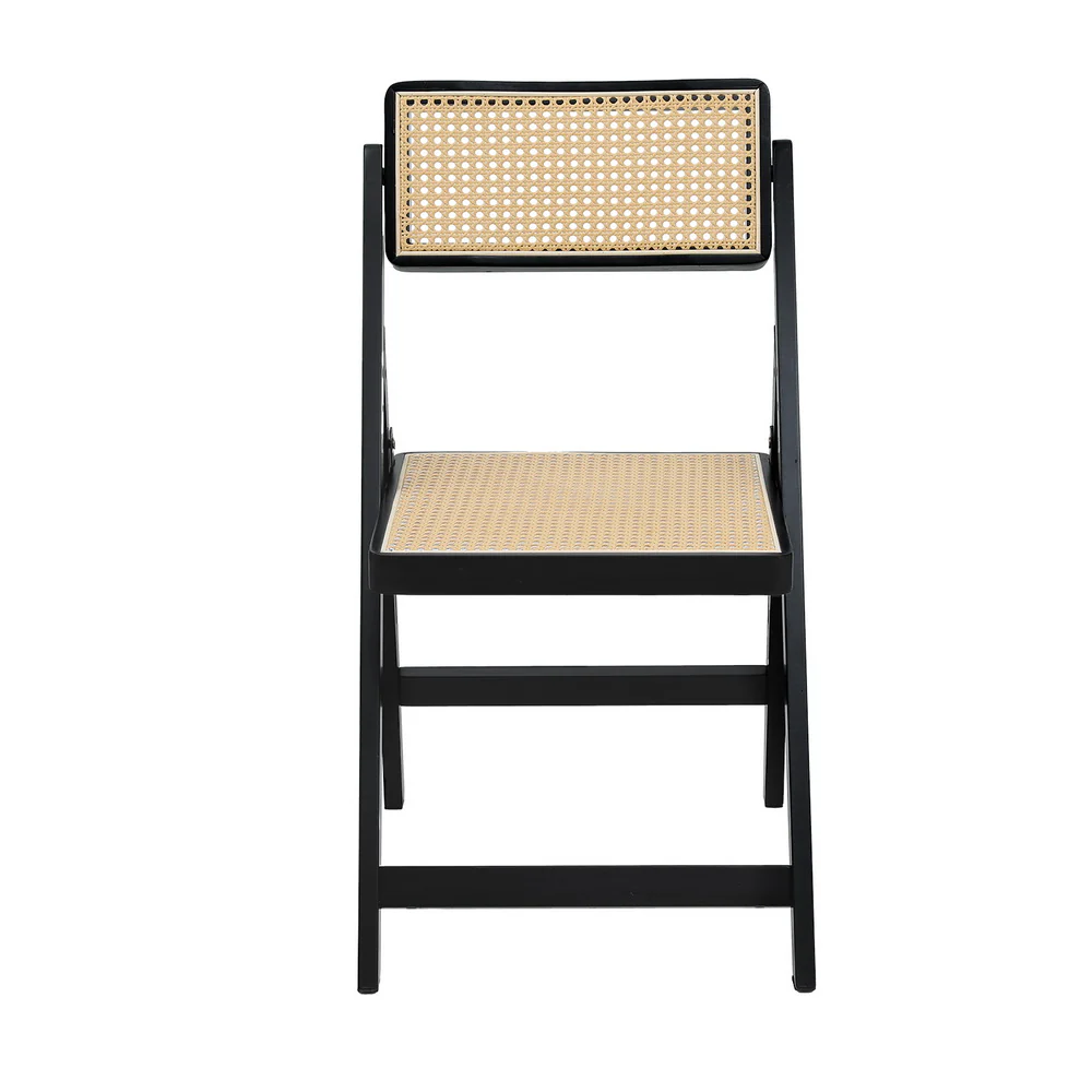 Nancy Dining Chair Wooden Rattan Foldable - Black - Nurns