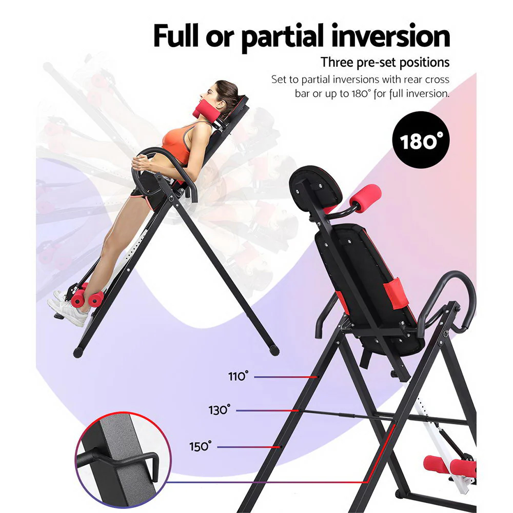 Everfit Inversion Table Gravity Exercise Inverter Back Stretcher Home Gym Black - Nurns