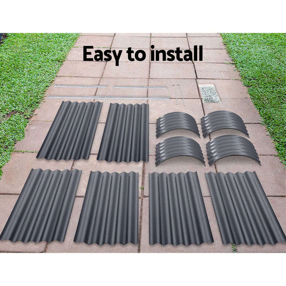 Garden Bed 240x80x42cm Oval Planter Box Raised Container Galvanised - Nurns