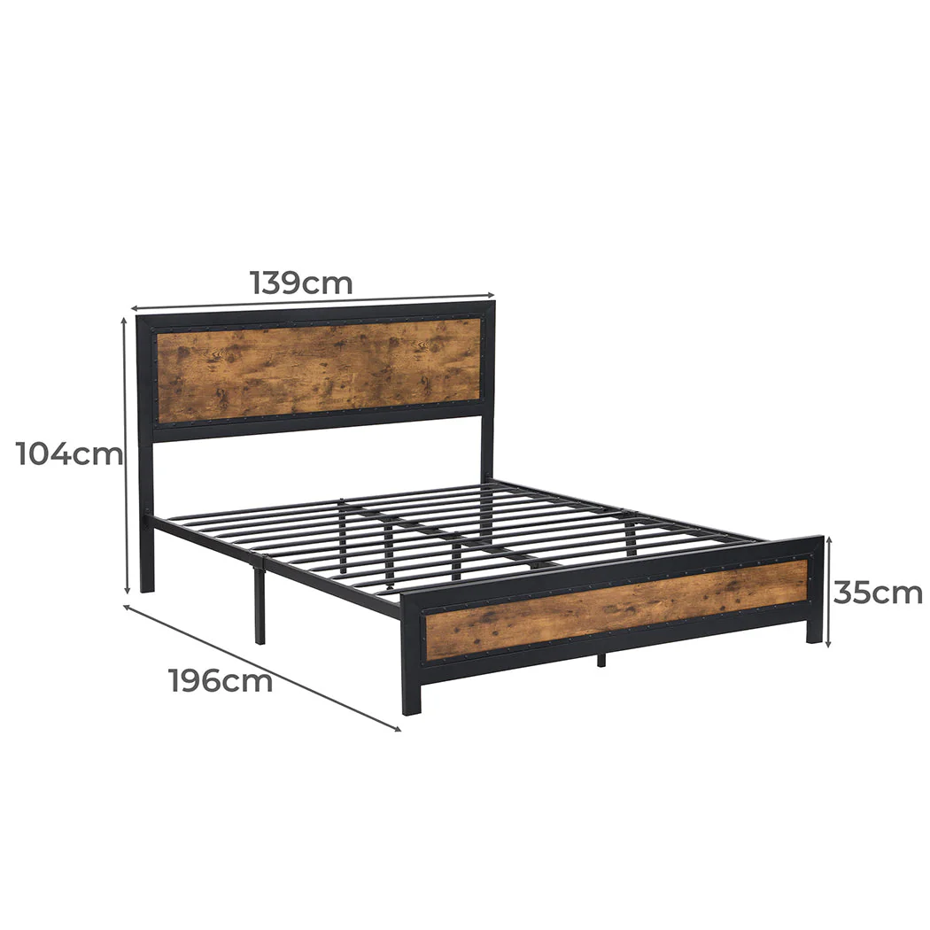 Balmy Bed & Mattress Package with 34cm Black Mattress - Black & Wood Double - Nurns