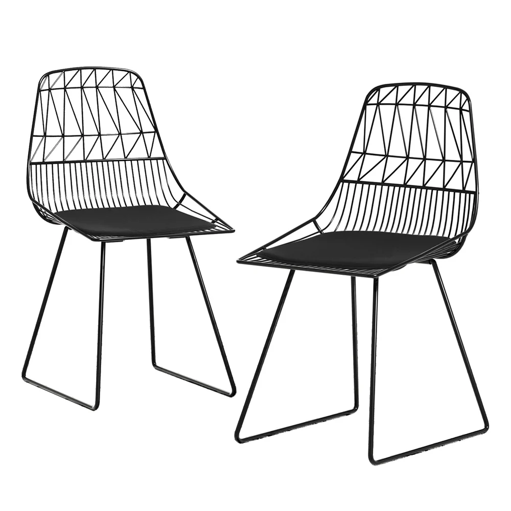 Ambrose Steel Lounge Chair Patio Garden Furniture Set of 2 Outdoor Dining Chairs - Black - Nurns