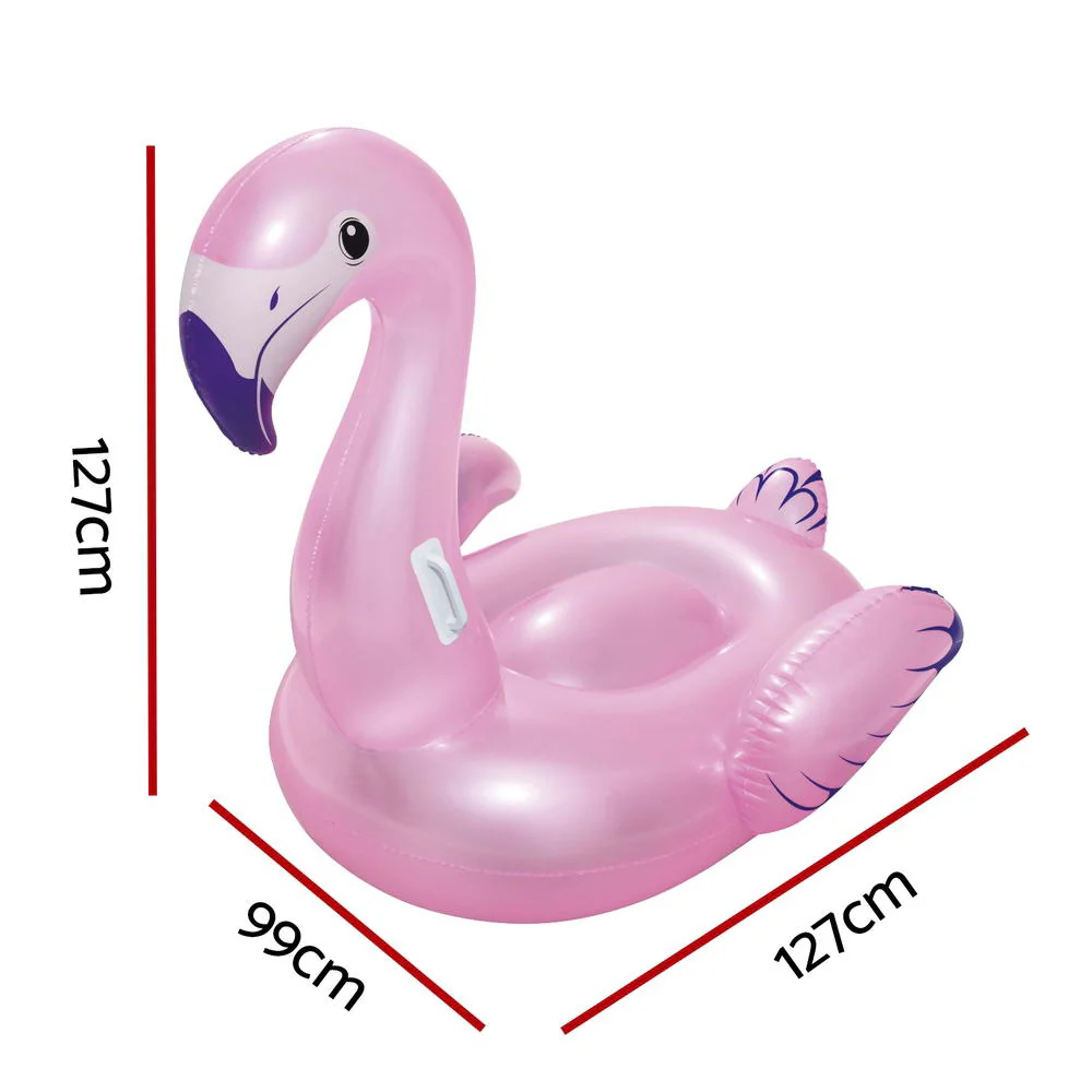 Kids Flamingo Rider Ride On Float Floating Seat Pool Lounger 1.27Mx1.27M - Nurns