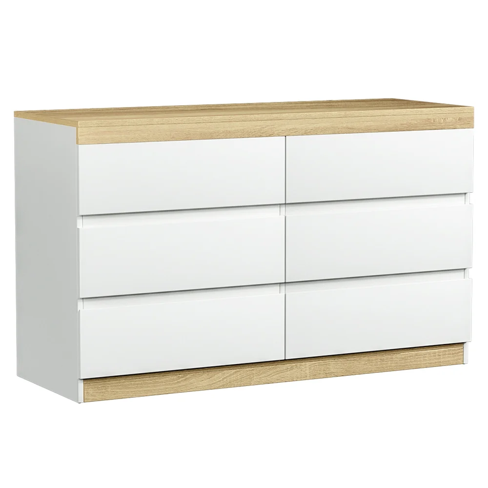 Artiss 6 Chest of Drawers Cabinet Dresser Table Tallboy Storage Bedroom White - Nurns