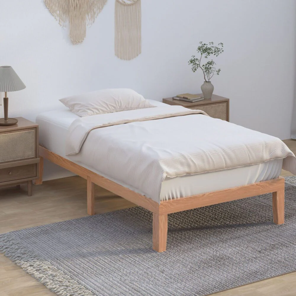 Lorelei Warm Wooden Natural Bed Base Frame - Wood King Single - Nurns