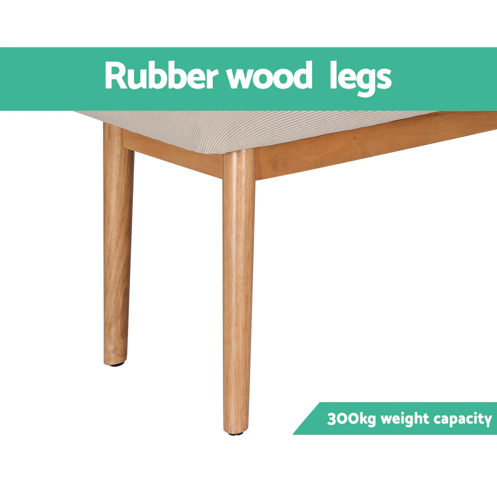 Dining Bench Upholstery Seat Wooden Chair 106cm - Beige & Oak - Nurns
