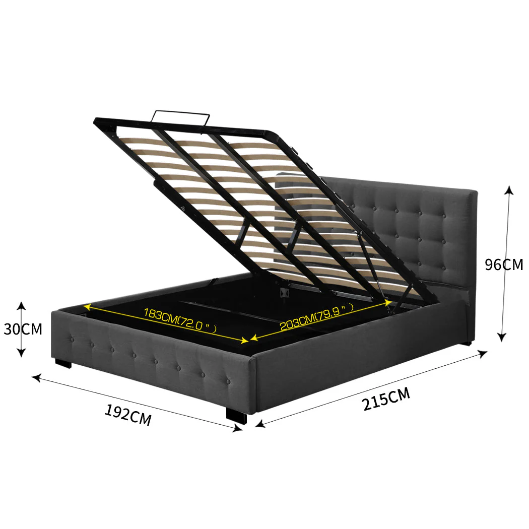 Sardon Bed & Mattress Package with 32cm Mattress - Dark Grey King - Nurns