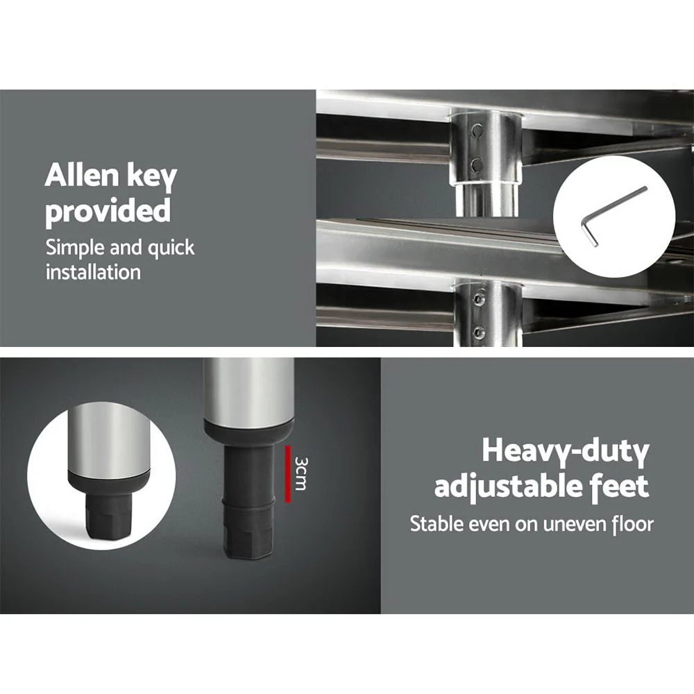 610x1829mm Commercial Stainless Steel Kitchen Bench - Nurns