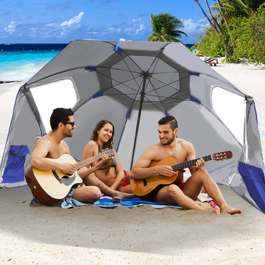 Mountview Beach Umbrella Outdoor Umbrellas Blue 2.33M - Nurns