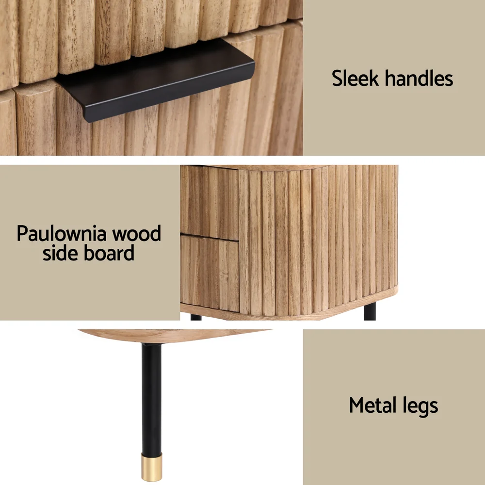 Vancouver Wooden Bedside Tables with 2 Drawers - Pine - Nurns