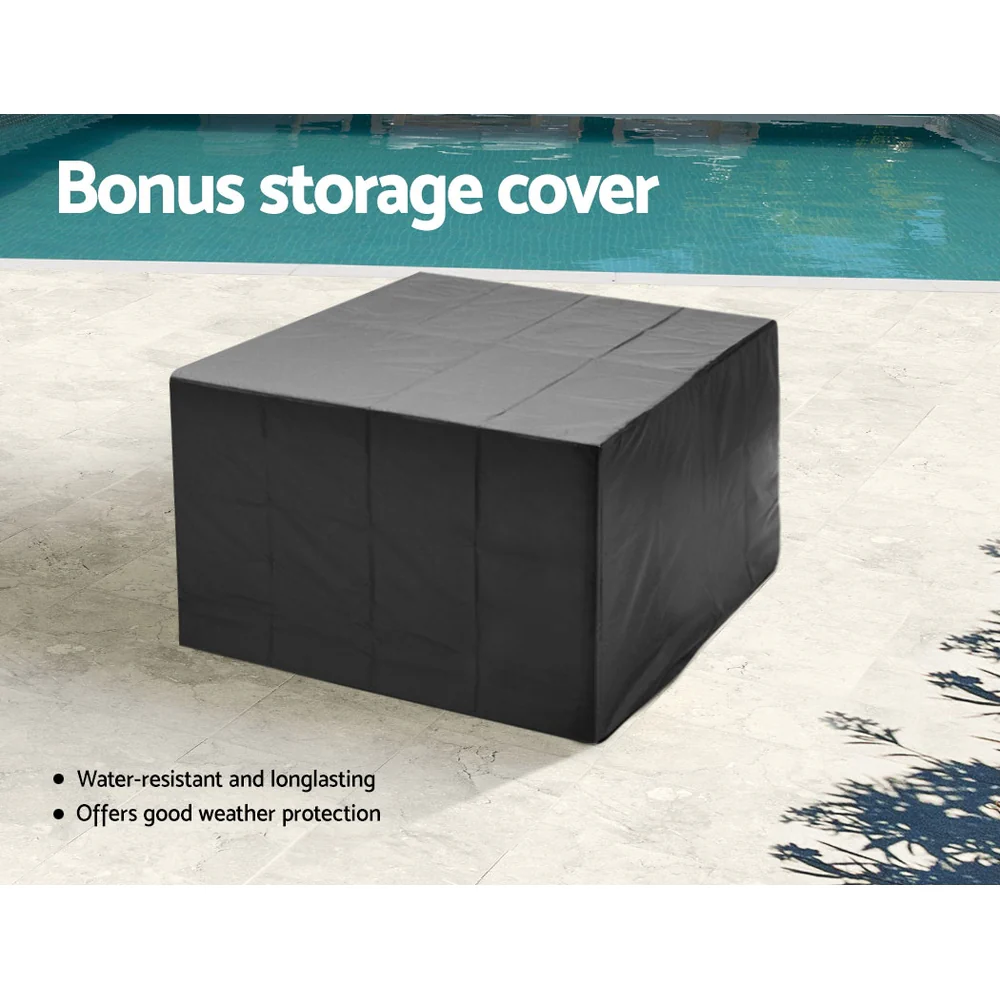 Waltham 8-Seater Table Chairs Patio Lounge Setting Furniture 9-Piece Outdoor Dining Set - Grey - Nurns