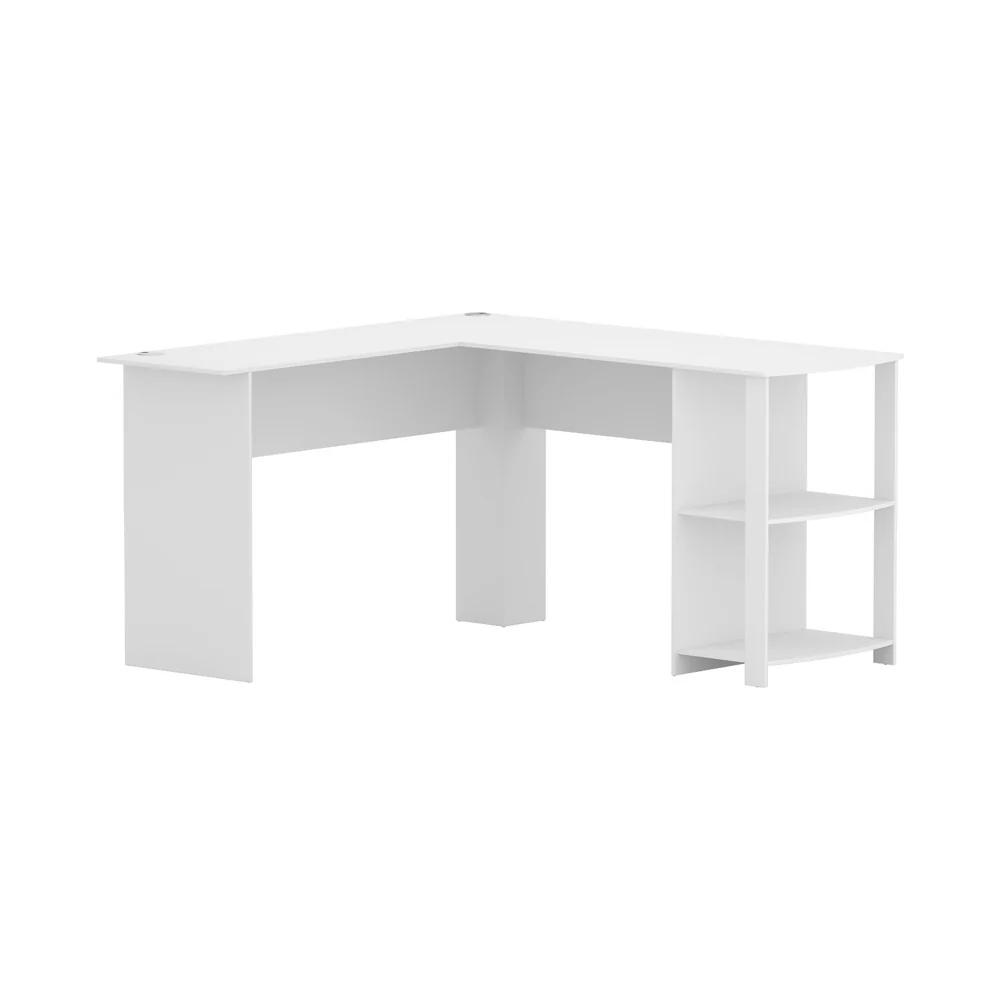 Artiss Computer Desk Shelf L-Shape White 136cm - Nurns