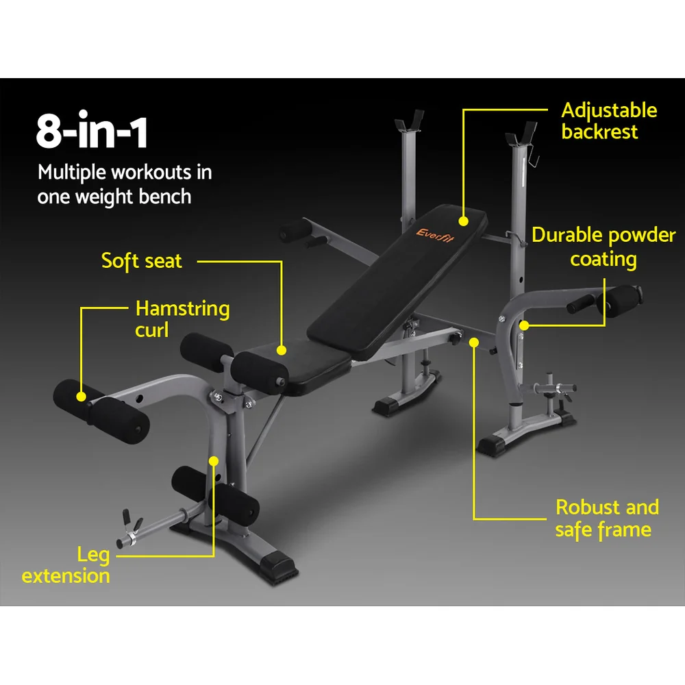 Everfit Weight Bench 8 in 1 Bench Press Adjustable Home Gym Station 200kg - Nurns