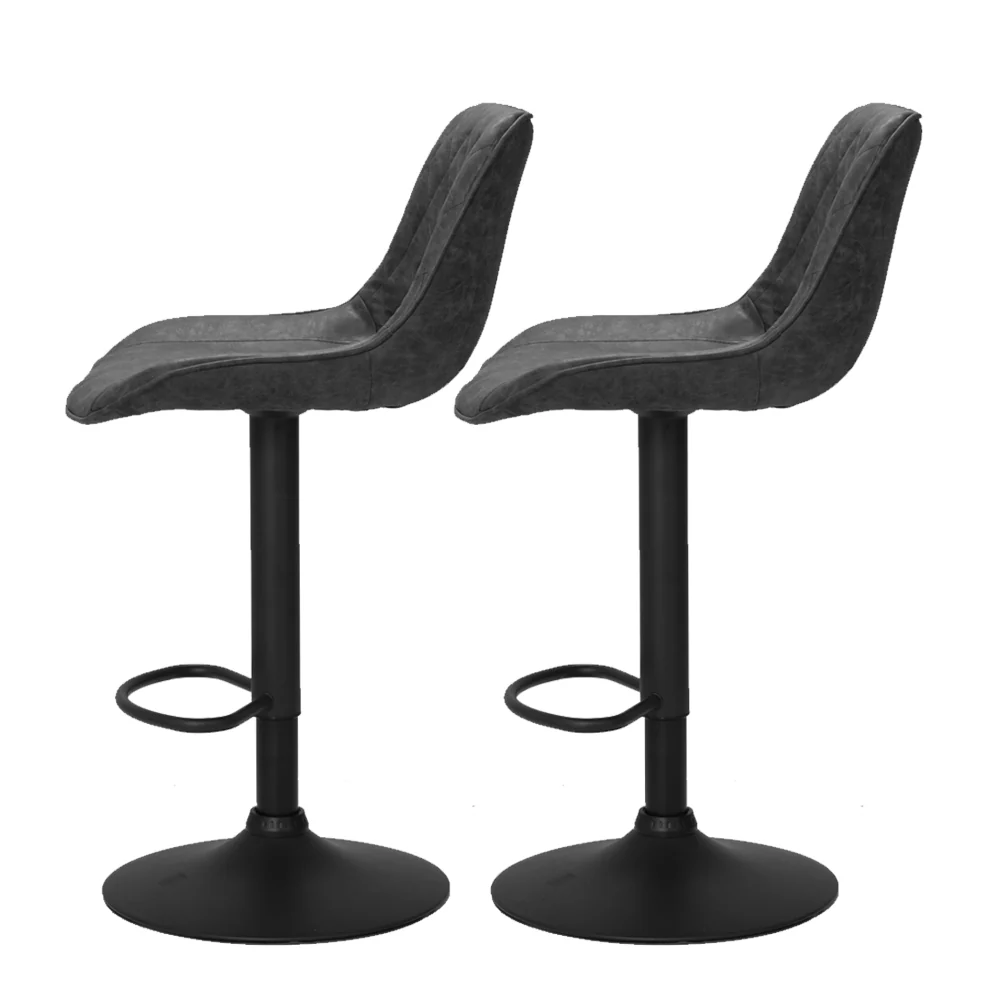 Set of 2 Barcelona Bar Stools Kitchen Stool Chairs Metal Barstool Dining Chair - Black - Nurns