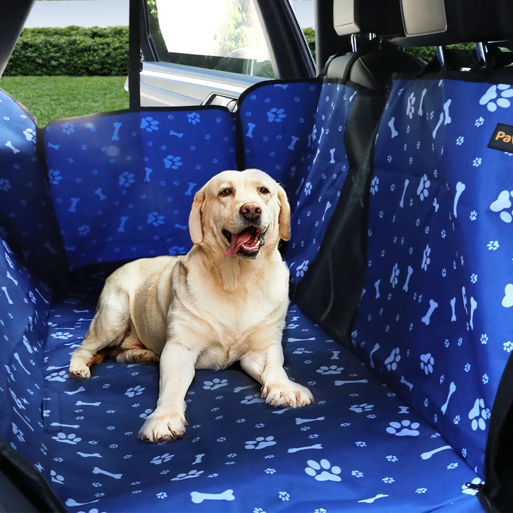 Pet Back Car Seat Cover Hammock Nonslip Dog Puppy Cat Waterproof Rear Blue - Blue - Nurns