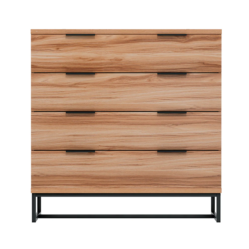 Artiss 4 Chest of Drawers Cabinet Dresser Table Tallboy Storage Bedroom Rust Oak - Nurns