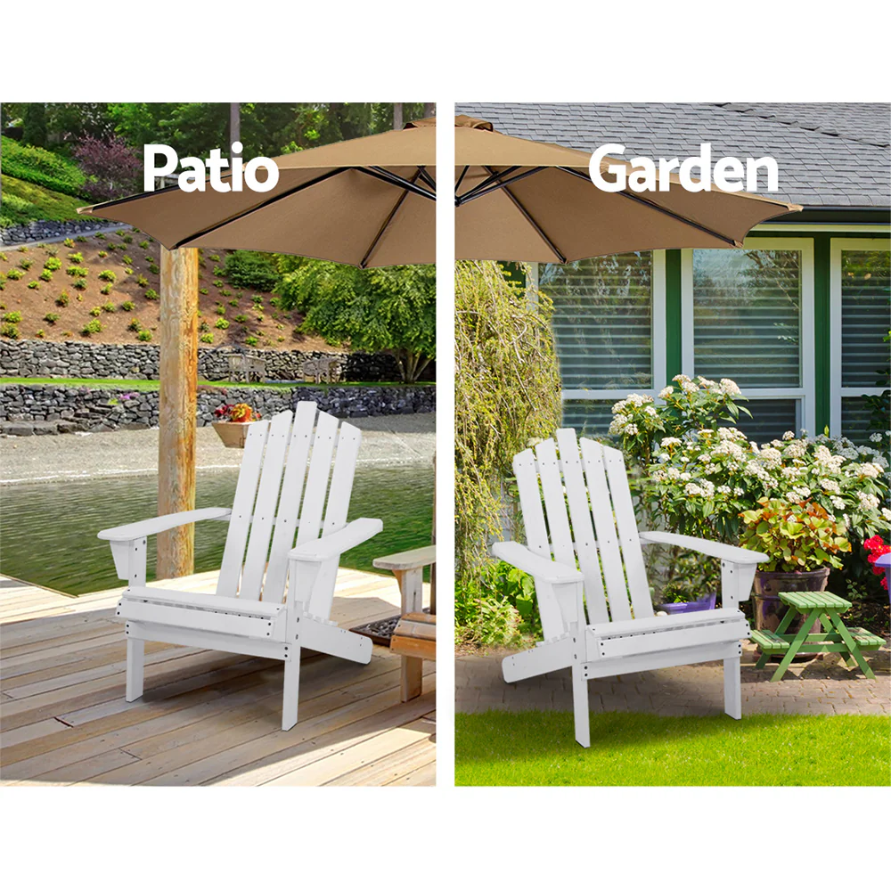 Adirondack Gardeon 5PC Outdoor Table and Chairs Wooden Sun Lounge Patio Furniture - Nurns
