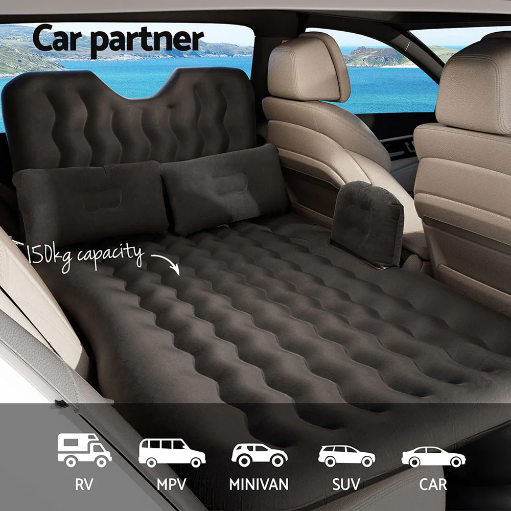 Car Mattress 176x80 Inflatable SUV Back Seat Camping Bed - Charcoal - Nurns