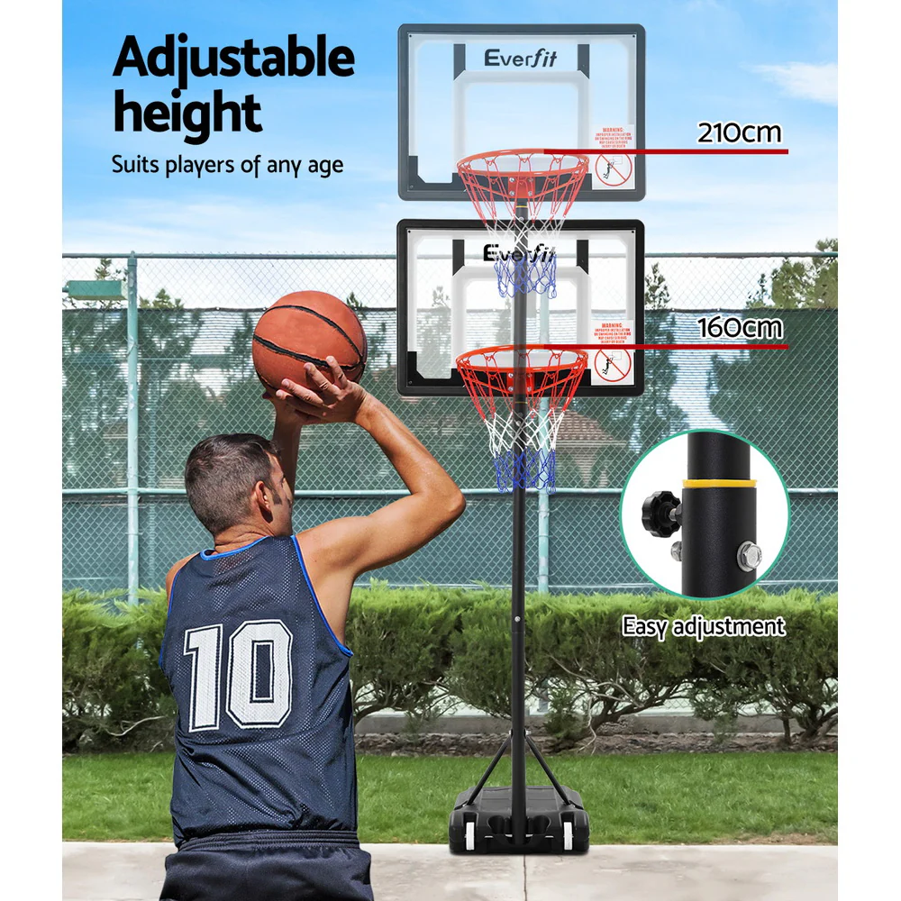 Everfit 2.1M Basketball Hoop Stand System Adjustable Portable Pro Kids Clear - Nurns