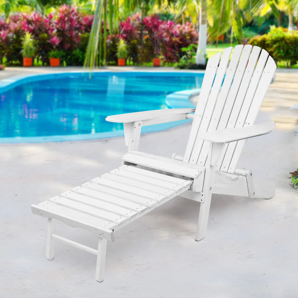 Adirondack Gardeon Sun Lounge Outdoor Chairs Wooden Foldable Patio Furniture - Nurns