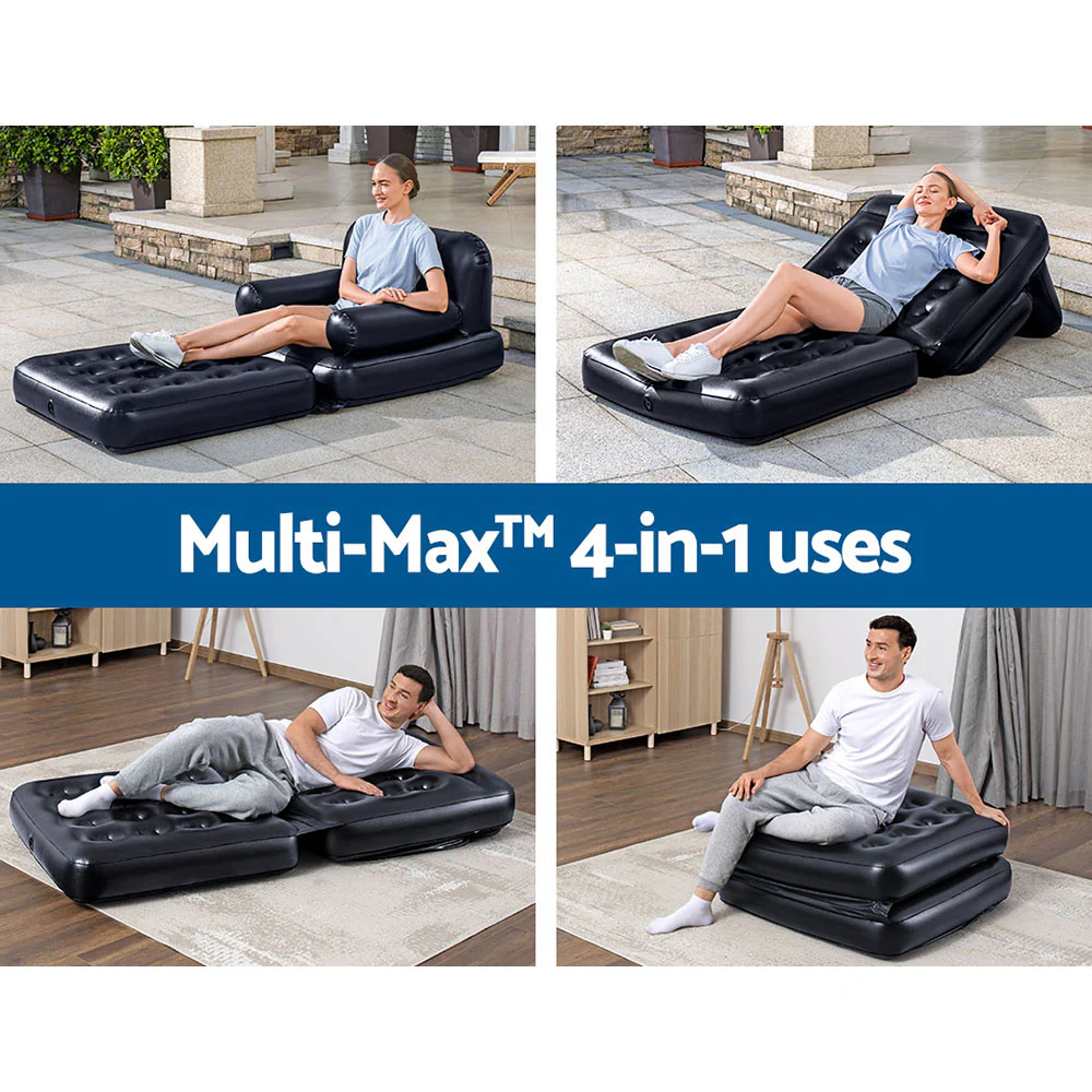 Mirah Inflatable Air Chair Seat Lounge Couch Lazy Sofa Blow Up Ottoman - Black - Nurns
