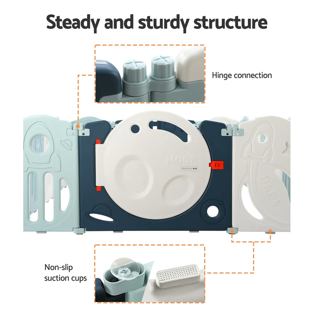 Baby Playpen 16 Panels Foldable Toddler Fence Safety Play Activity Barrier - Nurns