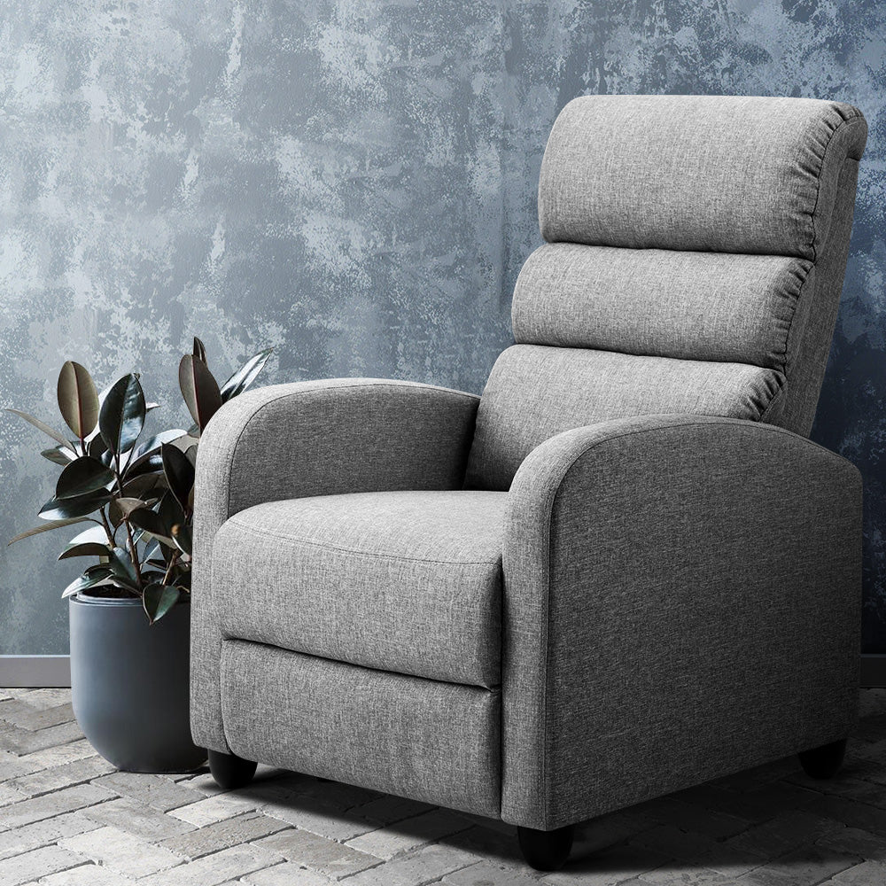 Calypso Luxury Recliner Chair Lounge Armchair Fabric Cover - Grey - Nurns