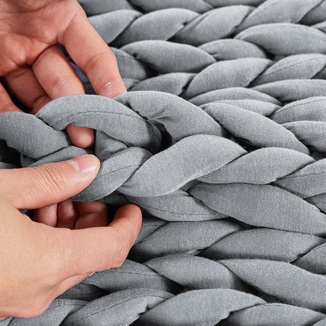 Whimsy Weighted Soft Blanket Knitted Chunky Bulky Knit 3KG - Grey - Nurns