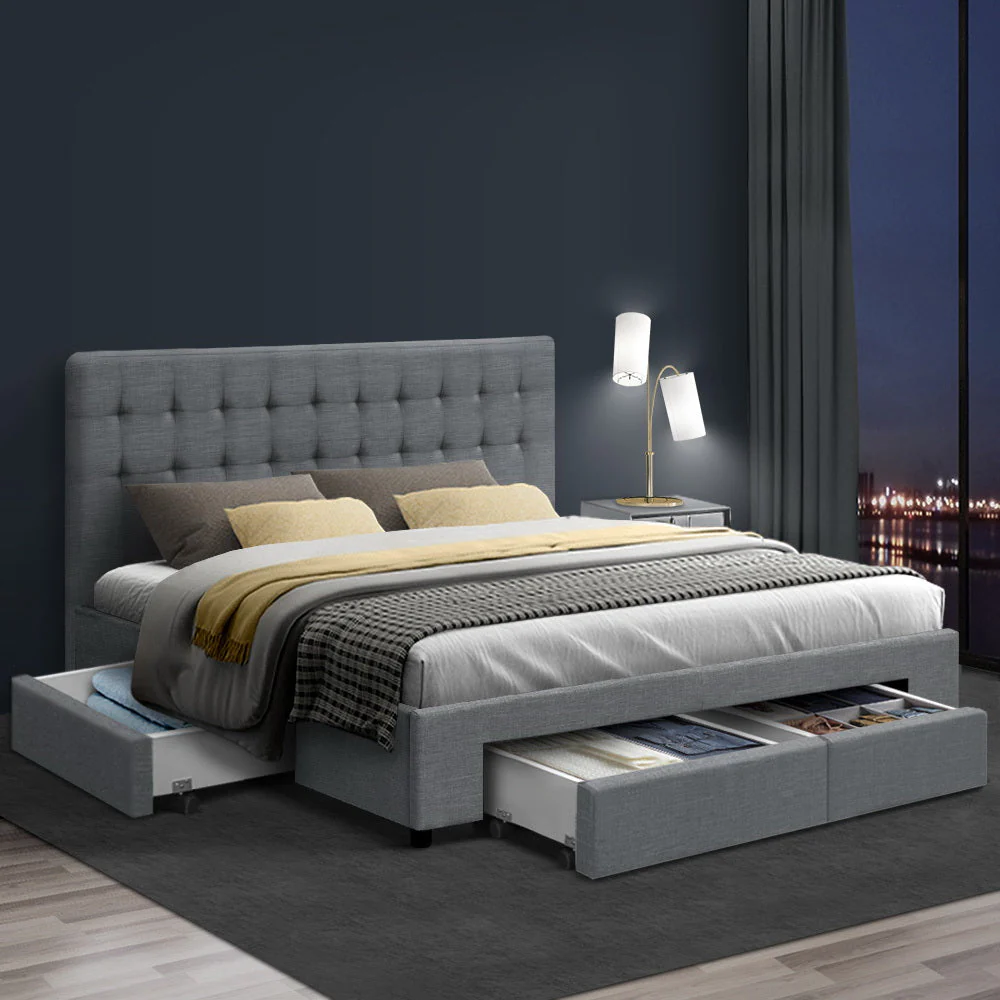 Pluto Bed & Mattress Package - Grey Queen - Nurns