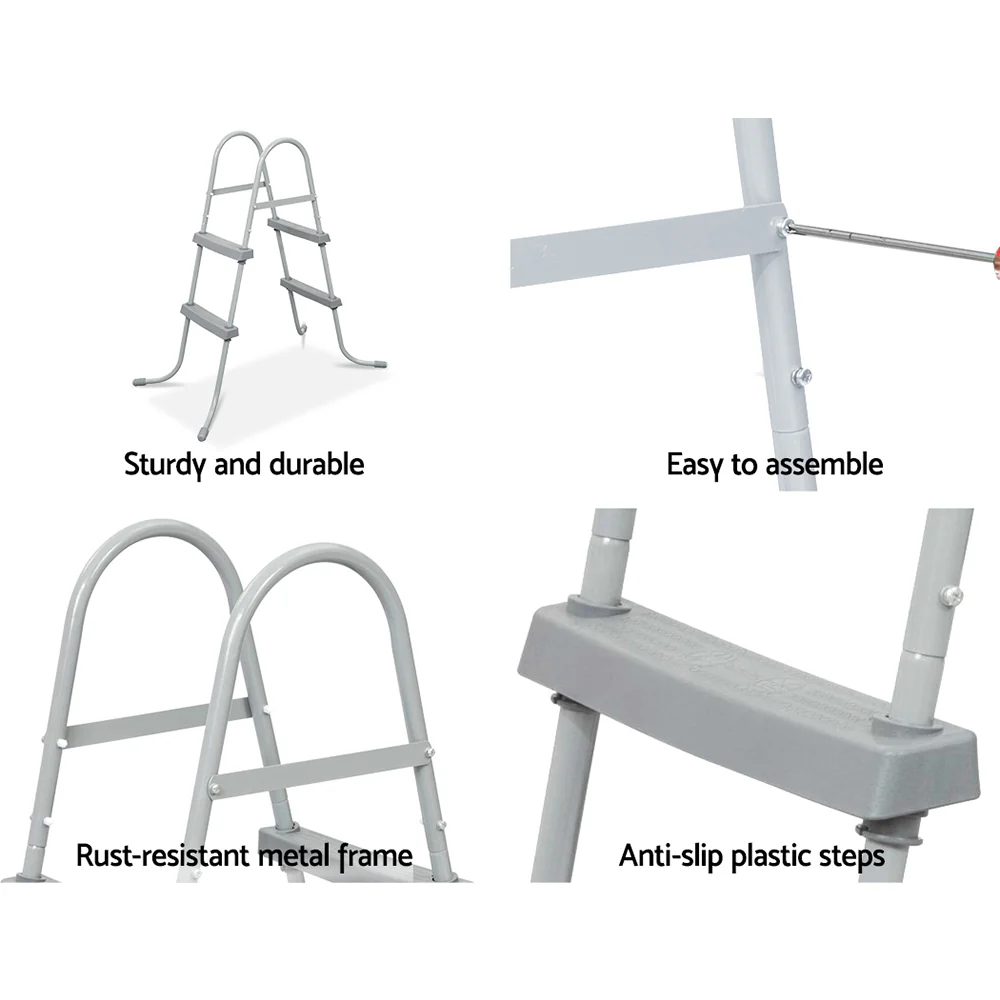 Factory Buys Pool Ladder 84cm 2 Step Above Ground Swimming Pools Removable Steps Stairs - Nurns