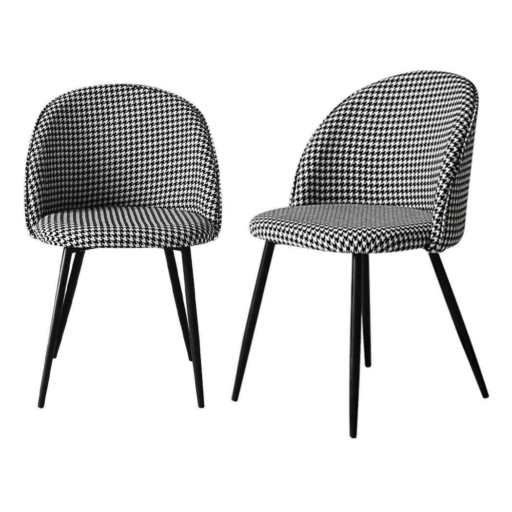 Anwen Set of 2 Dining Chairs Kitchen Cafe Lounge Chair Sofa Upholstered Padded Seat - Black & White - Nurns