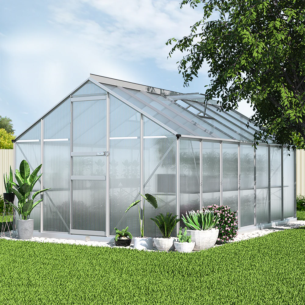Greenfingers Greenhouse 4.2x2.5x1.95M Aluminium Polycarbonate Green House Garden Shed - Nurns