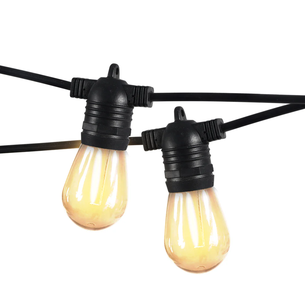 60M 60 LED Bulbs Festoon String Lights Xmas Party Waterproof Outdoor - Warm White - Nurns
