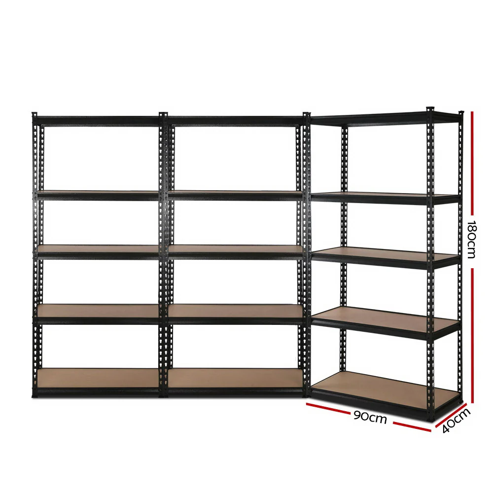 Giantz 3x1.8M Garage Shelving Warehouse Rack Pallet Racking Storage Shelve Black - Nurns