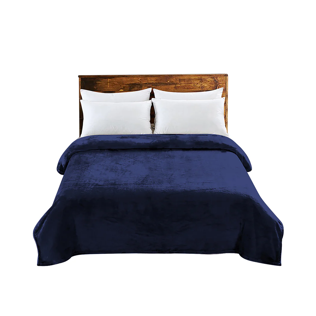 Waylon Throw Ultra-Soft Blanket 320gsm 220x240cm Warm - Navy - Nurns