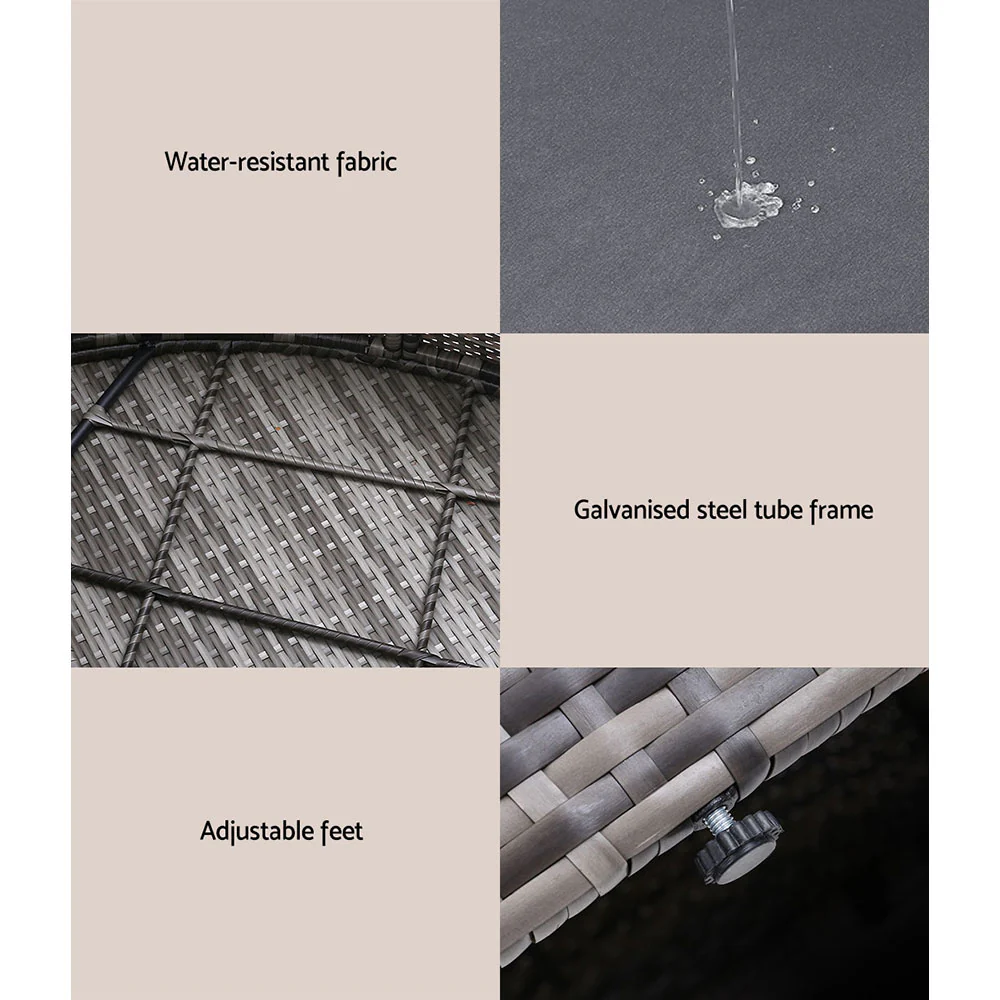 Tadcaster Outdoor Lounge Setting Sofa Patio Furniture Wicker Garden Rattan Set Day Bed - Grey - Nurns