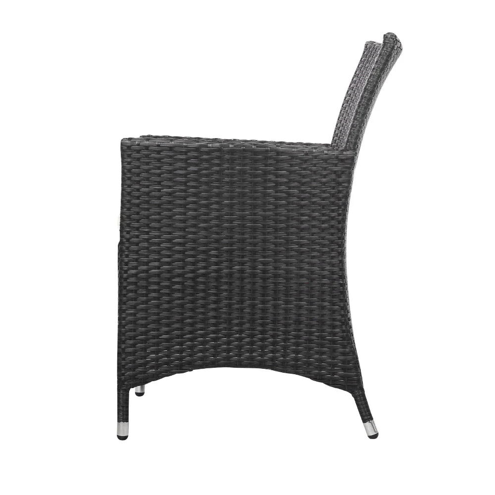 Noah 2-Seater Wicker Furniture 3-Piece Outdoor Setting - Black - Nurns