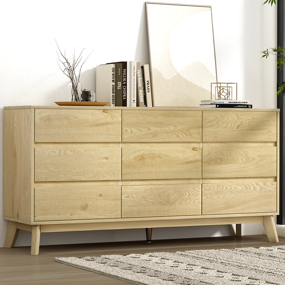 Artiss 9 Chest of Drawers Tallboy Cabinet - Pine - Nurns