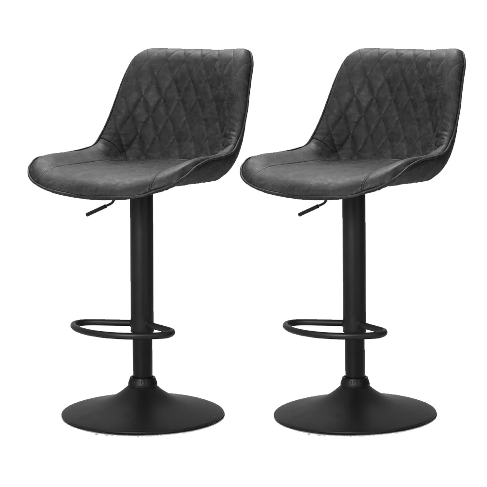 Set of 2 Barcelona Bar Stools Kitchen Stool Chairs Metal Barstool Dining Chair - Black - Nurns