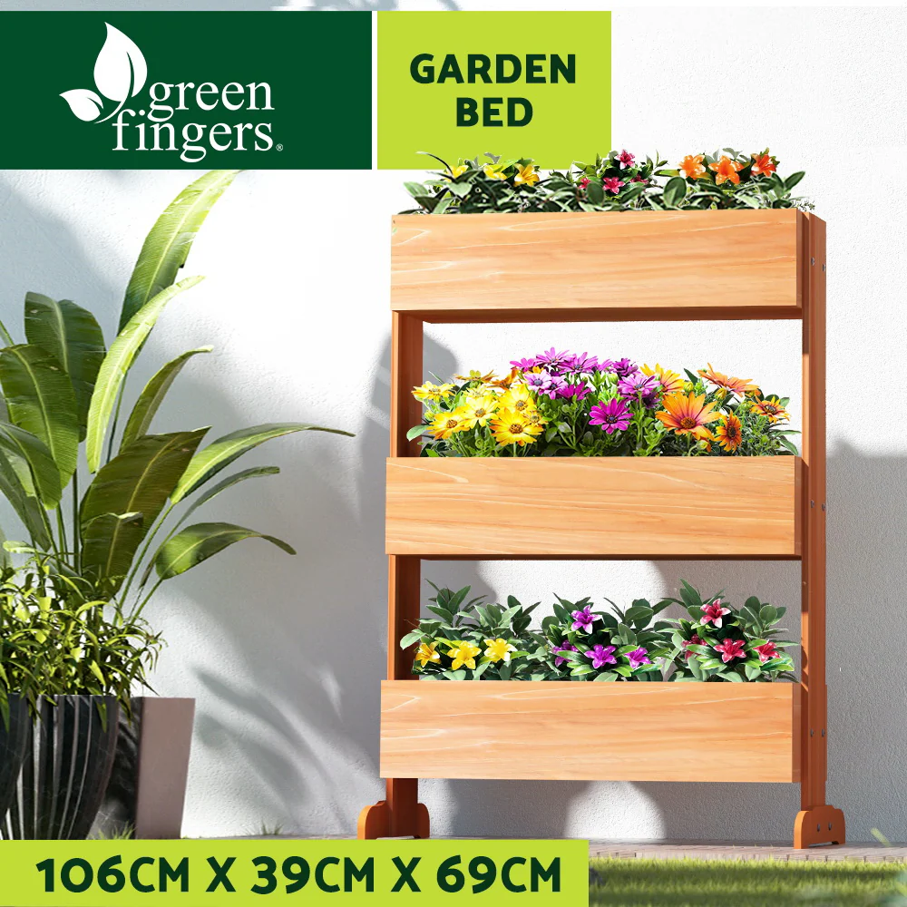 Garden Bed Elevated 69x39x106cm Wooden Planter Box Container Herb - Nurns