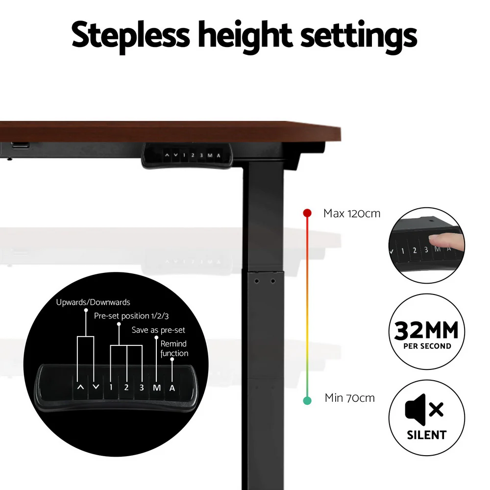 Artiss Standing Desk Motorised Dual Motor Walnut 120cm - Nurns